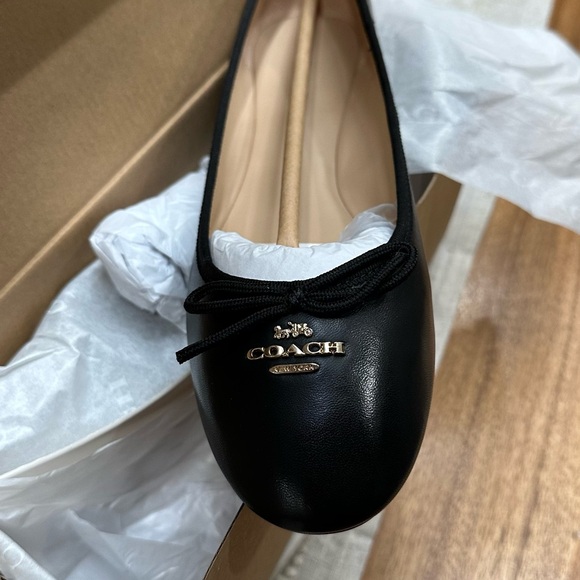 COACH ALINA BLACK LEATHER BALLET FLAT BRAND NEW NWT UNWORN W/ BOX